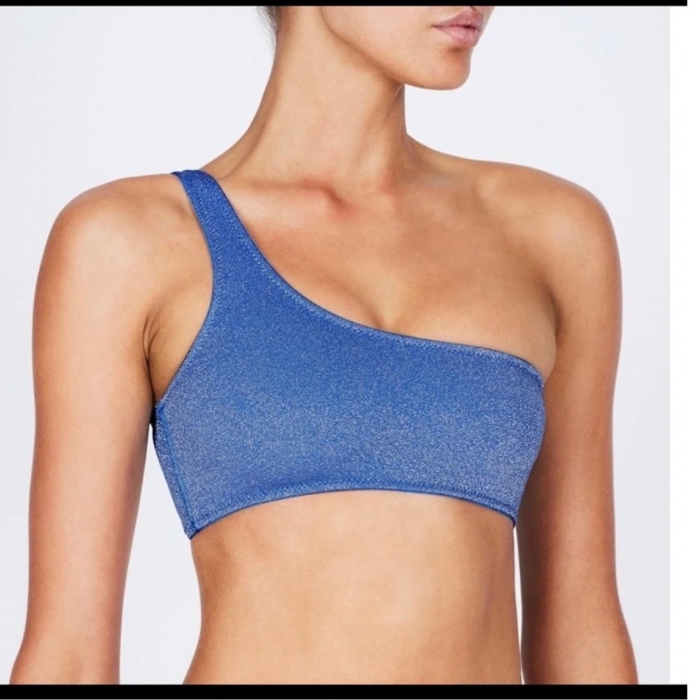 Triangl Melrose Mariana Blue Sparkle One Shoulder Bikini Top Womens Small